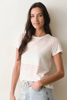 T-Shirt - Marine Layer - Swing Crew Tee Rainbow Stripe - Archery Close