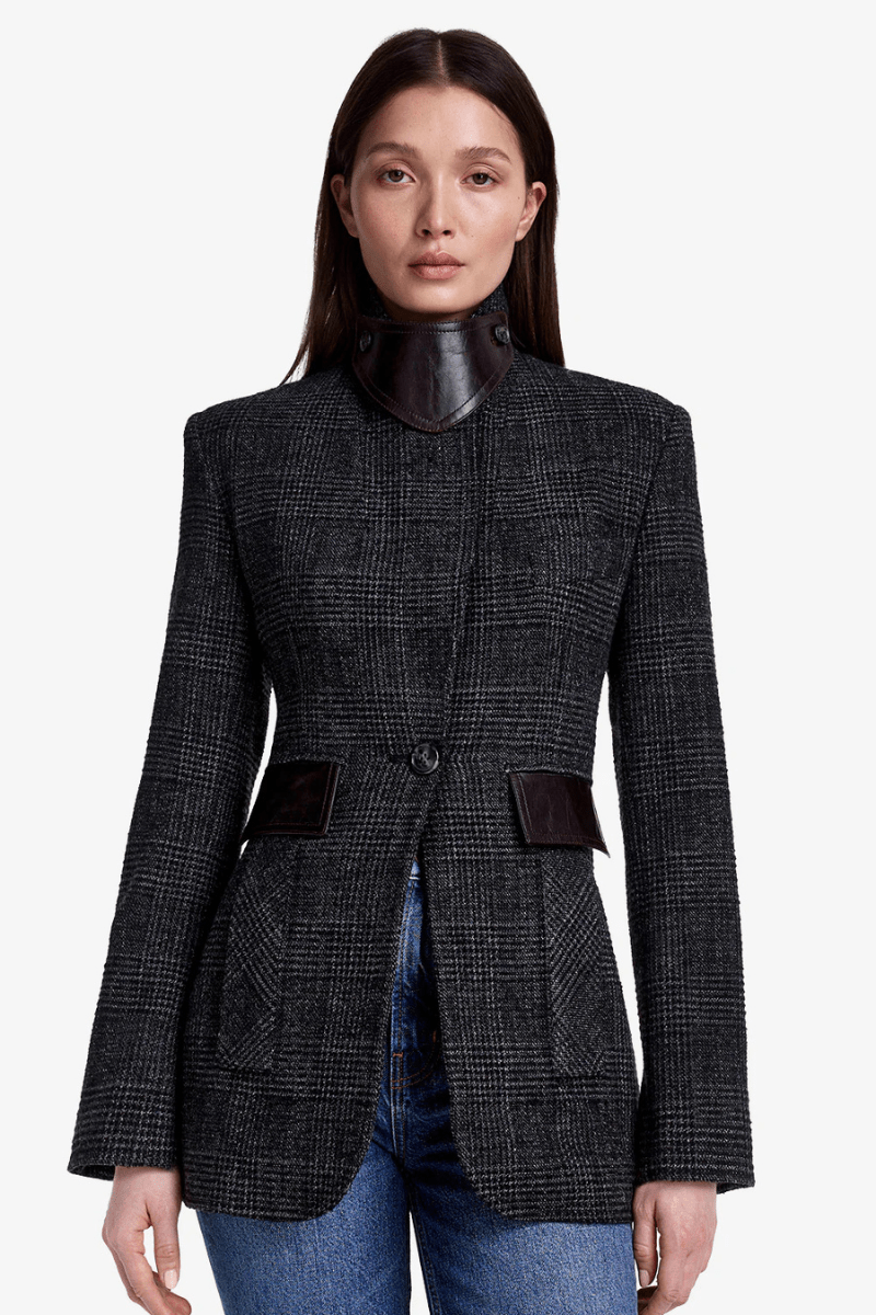 Blazer - Smythe - Tailored Boyfriend Blazer in Charcoal Glen Check - Archery Close