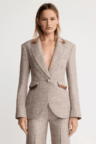 Blazer - Smythe - Taped Seamed Blazer in Taupe Tweed - Archery Close