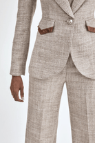 Blazer - Smythe - Taped Seamed Blazer in Taupe Tweed - Archery Close