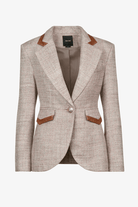 Blazer - Smythe - Taped Seamed Blazer in Taupe Tweed - Archery Close