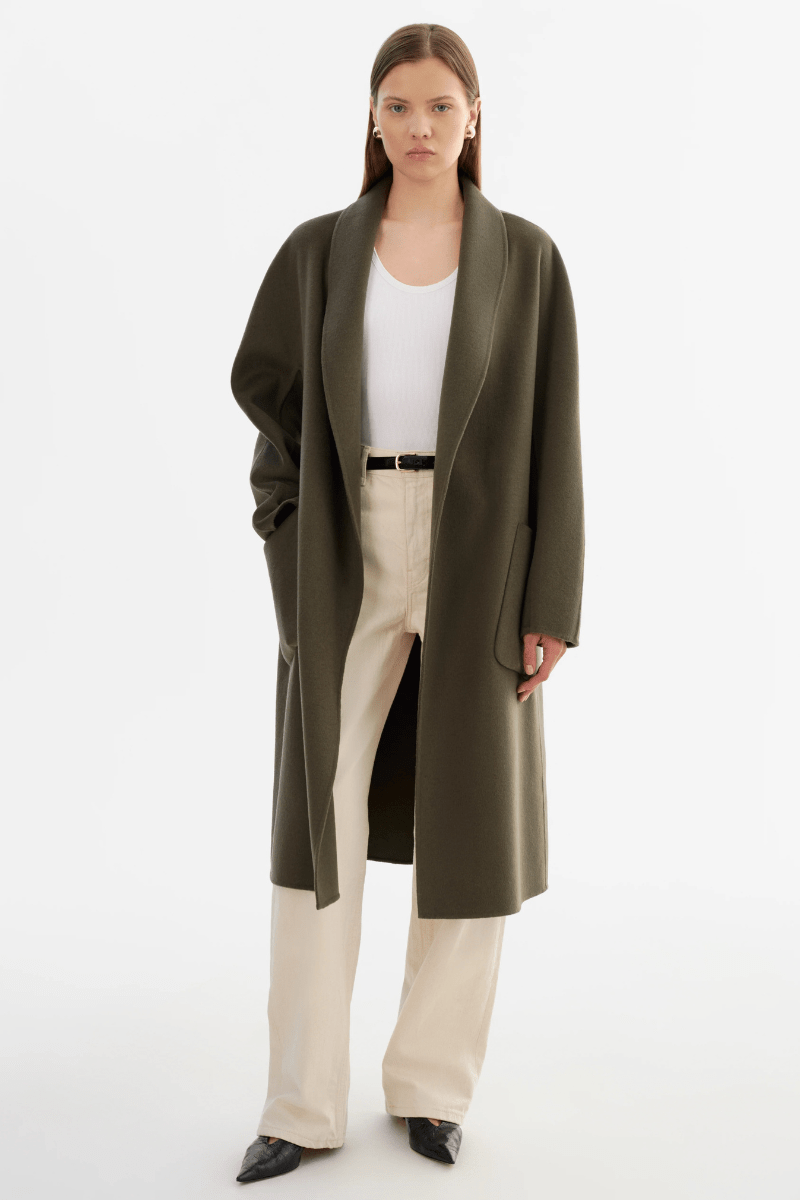 Outerwear - Lamarque - Thara Coat in Dark Olive - Archery Close
