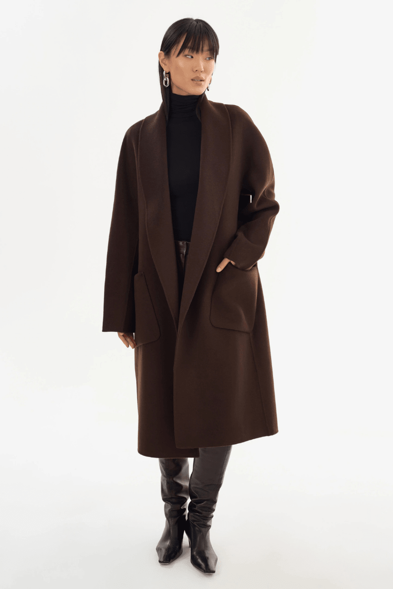 Outerwear - Lamarque - Thara Shawl Coat - Archery Close