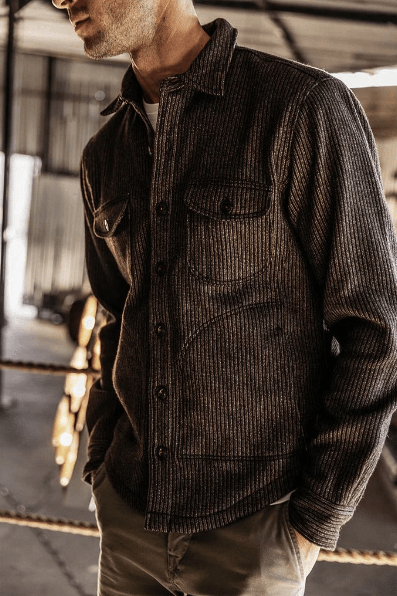 Shirts & Tops - Hiroshi Kato - The Anvil Beach Cloth 11oz - Brown - Archery Close