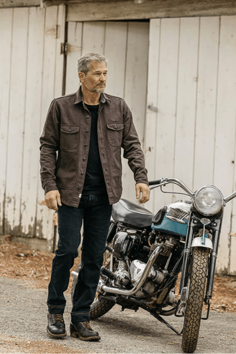 Shirts & Tops - Hiroshi Kato - The Anvil Natural Slub in Carob 14oz - Archery Close