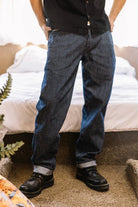 Hiroshi Kato The Barrel Classic Straight Workwear Pants - Stripe Rinse 14oz Selvedge