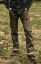 Jeans - Hiroshi Kato - The Hammer Straight 10.5 oz Dark Green Raw - Archery Close