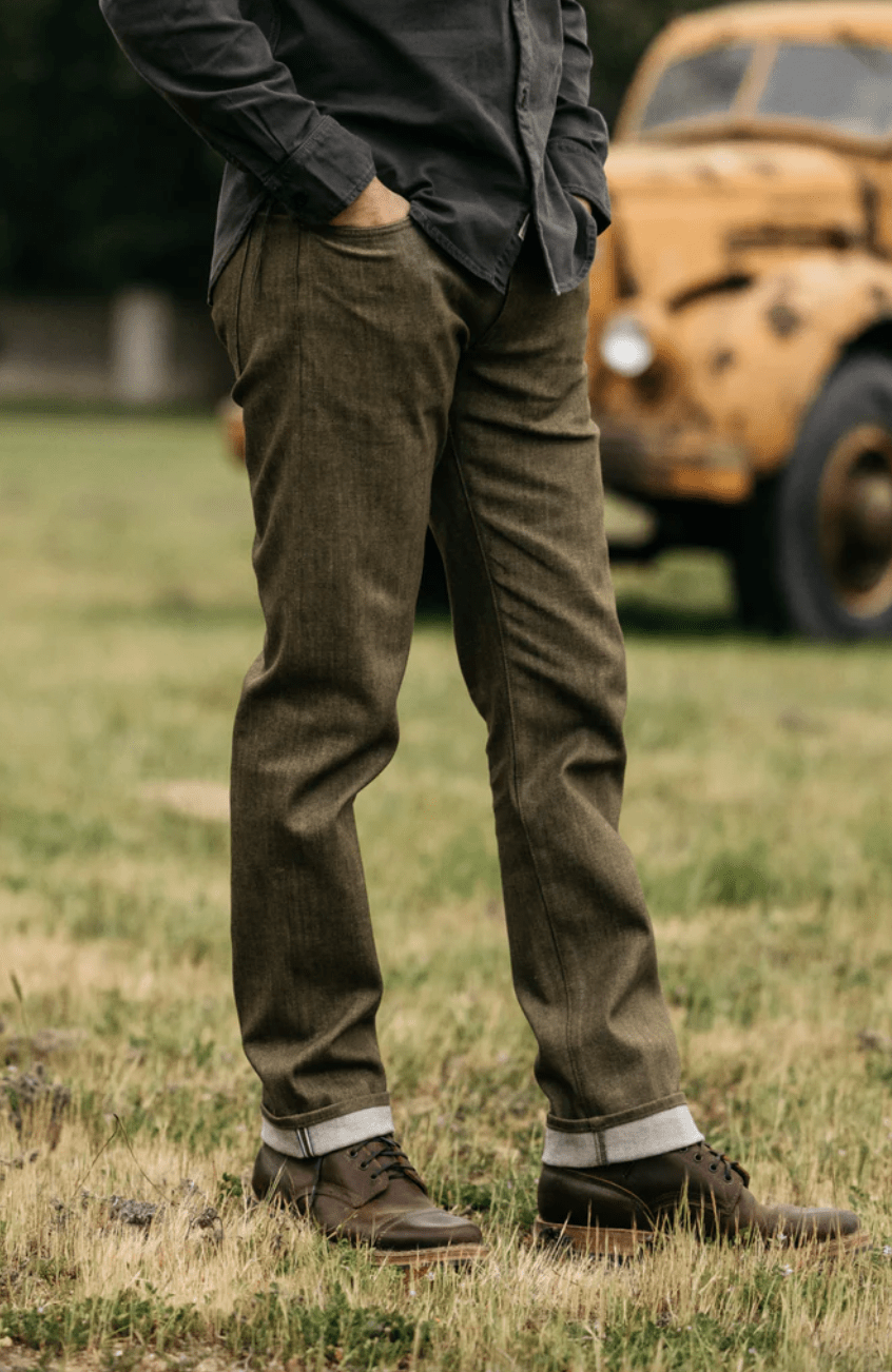 Jeans - Hiroshi Kato - The Hammer Straight 10.5 oz Dark Green Raw - Archery Close