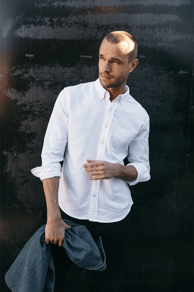 Shirts & Tops - Hiroshi Kato - The Tack Dobby Stretch - White - Archery Close