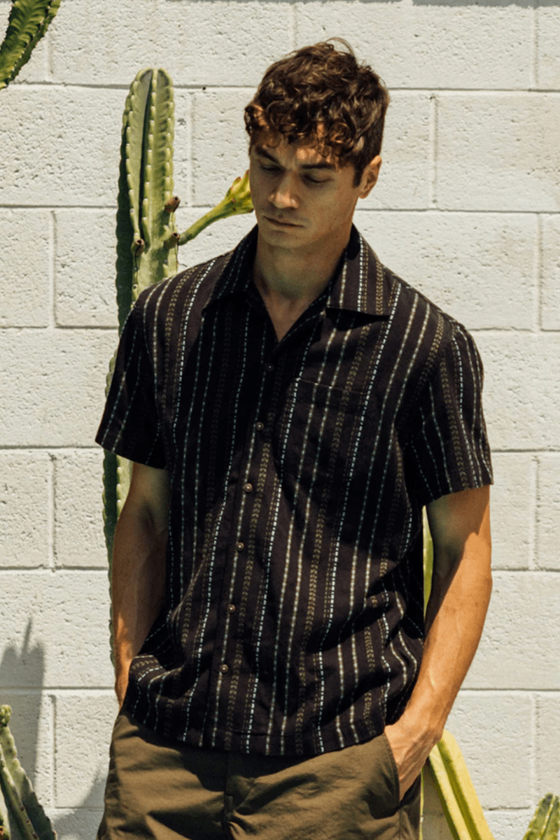 Shirts & Tops - Hiroshi Kato - The Wrench Gauze Dobby Stripe Shirt - Archery Close