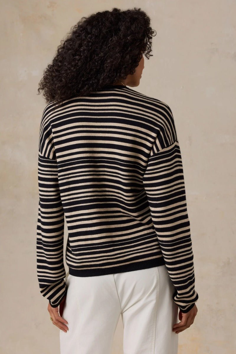 Faherty Brand Throwback Studio Crew - Coastal Coal Stripe