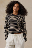 Faherty Brand Throwback Studio Crew - Coastal Coal Stripe