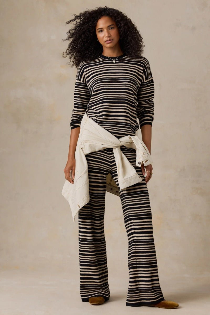 Faherty Brand Throwback Studio Crew - Coastal Coal Stripe