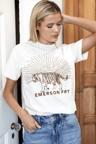T-Shirt - Emerson Fry - Tiger Tee in Ivory + Cocoa Ink - Archery Close