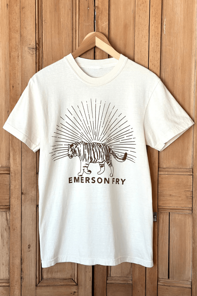 T-Shirt - Emerson Fry - Tiger Tee in Ivory + Cocoa Ink - Archery Close