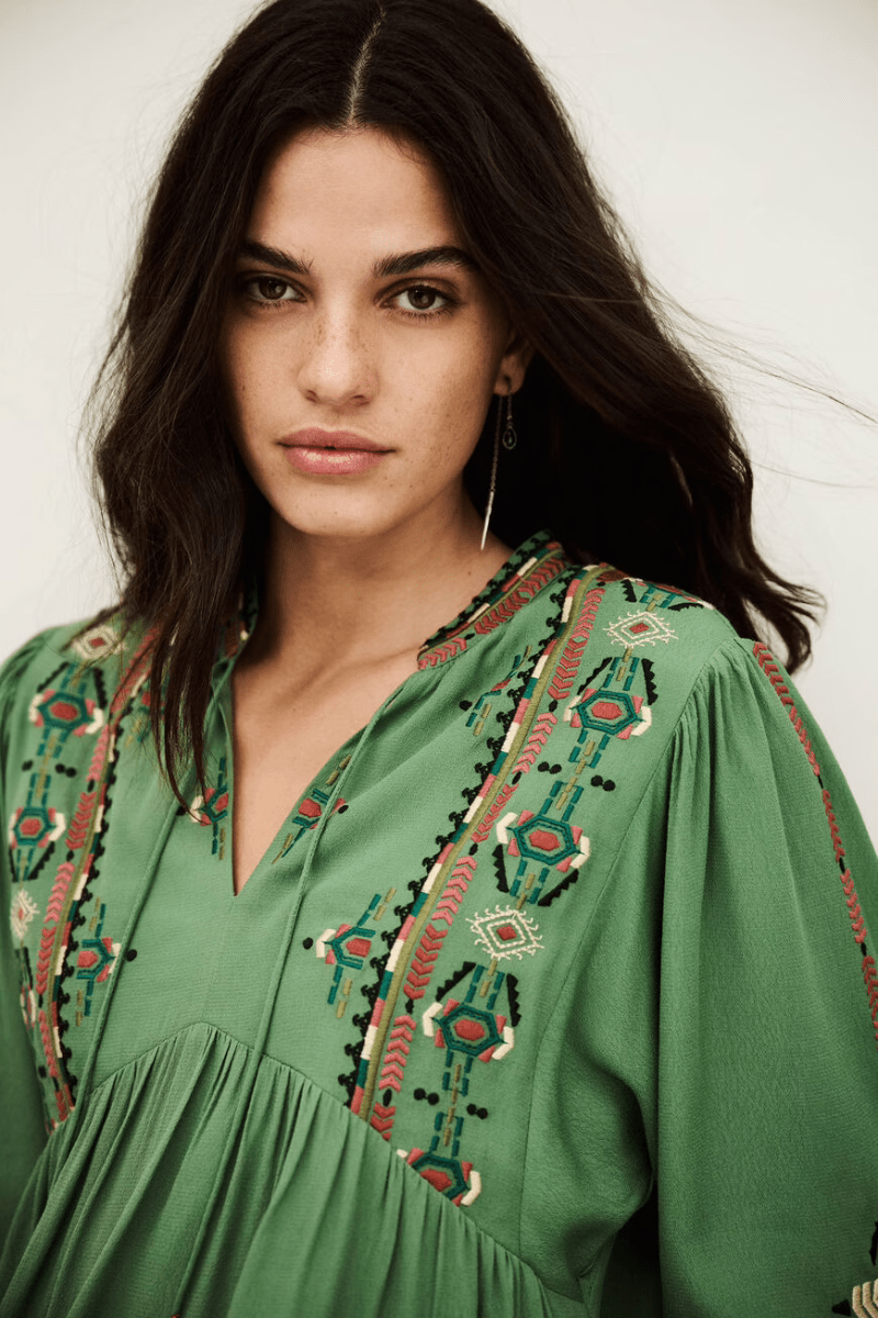 Shirts & Tops - ba&sh - Tilt Blouse in Green - Archery Close