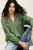 Shirts & Tops - ba&sh - Tilt Blouse in Green - Archery Close