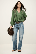 Shirts & Tops - ba&sh - Tilt Blouse in Green - Archery Close
