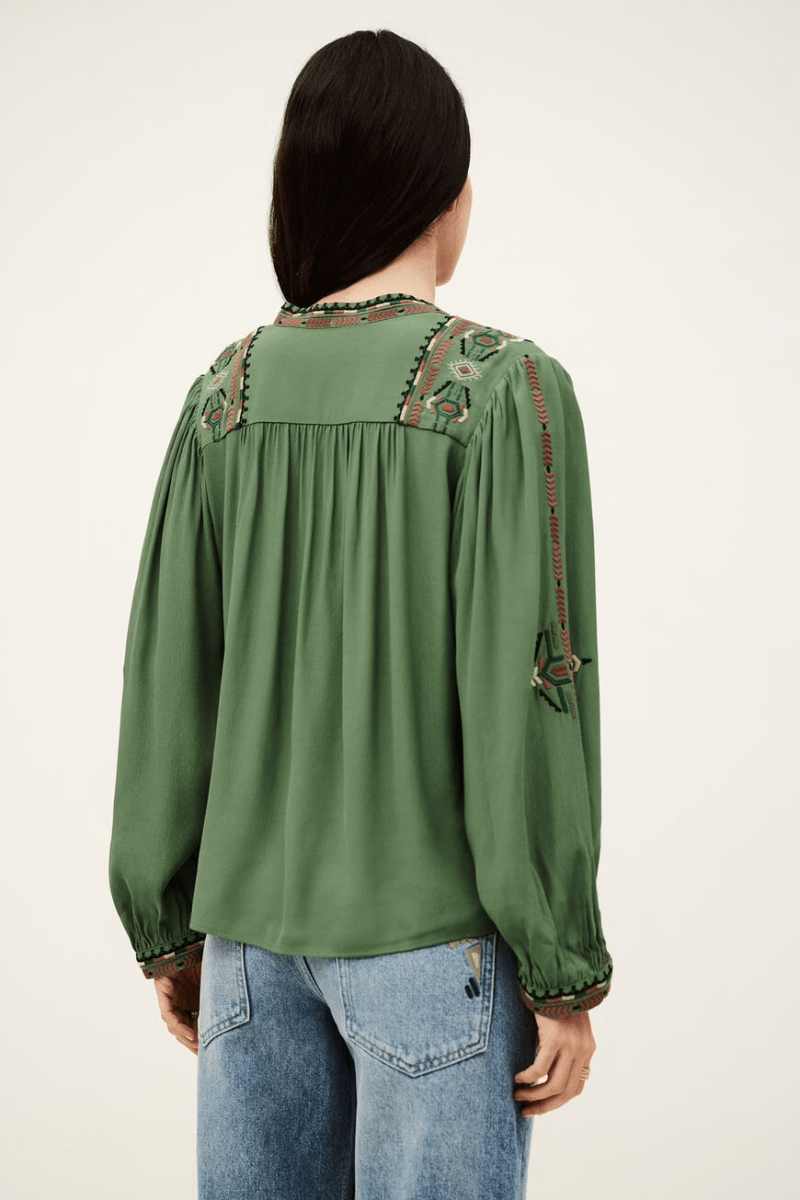 Shirts & Tops - ba&sh - Tilt Blouse in Green - Archery Close
