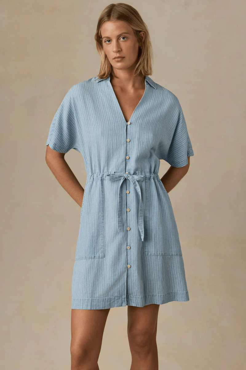 Dresses - Faherty Brand - Tried & True Chambray Oakley Dress - Archery Close