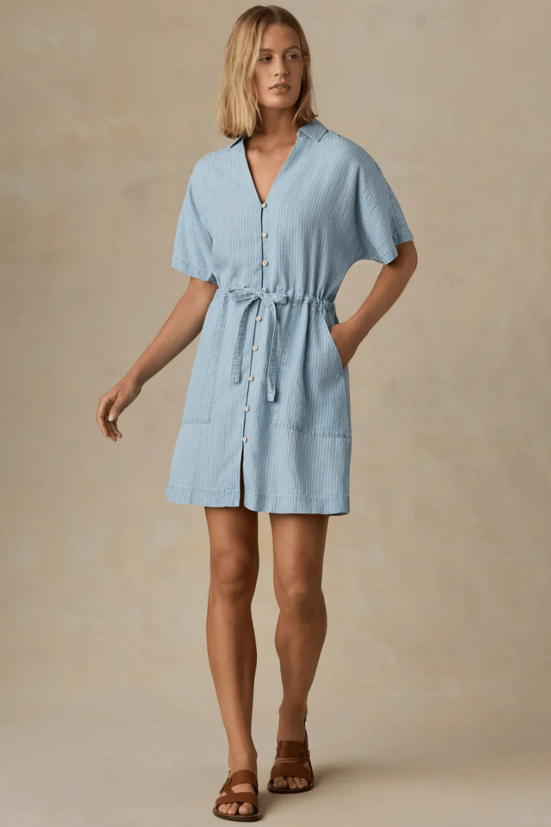 Faherty Tried & True Oakley Dress Bluewater / XS