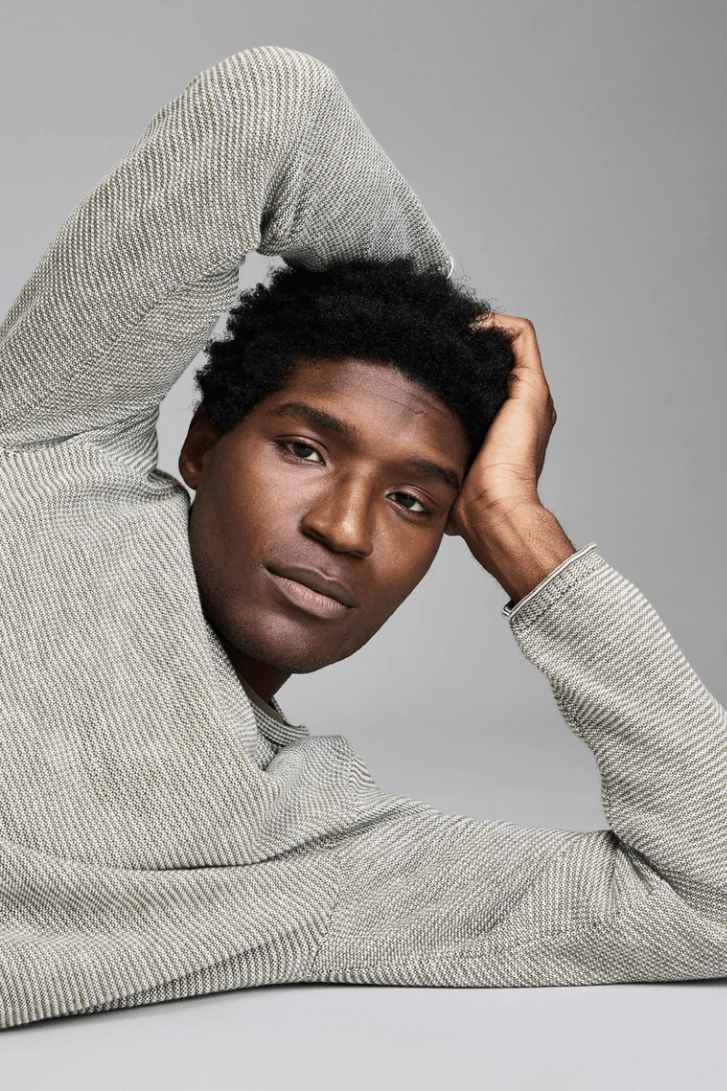 Sweater - Billy Reid - Tuck Stripe Crew - Archery Close