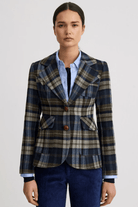 Blazer - Smythe - Two Button Patch Pocket Blazer in Blue Plaid - Archery Close