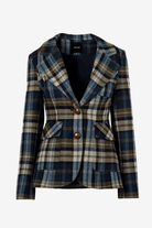 Blazer - Smythe - Two Button Patch Pocket Blazer in Blue Plaid - Archery Close
