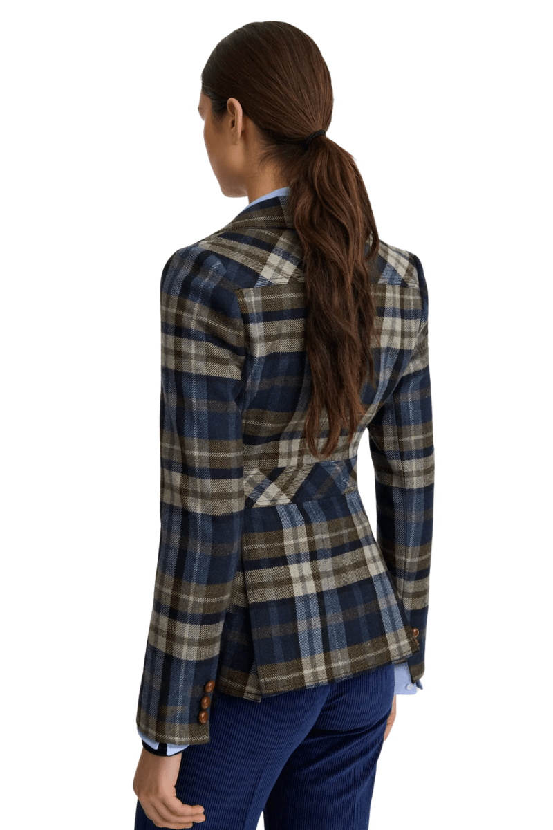 Blazer - Smythe - Two Button Patch Pocket Blazer in Blue Plaid - Archery Close