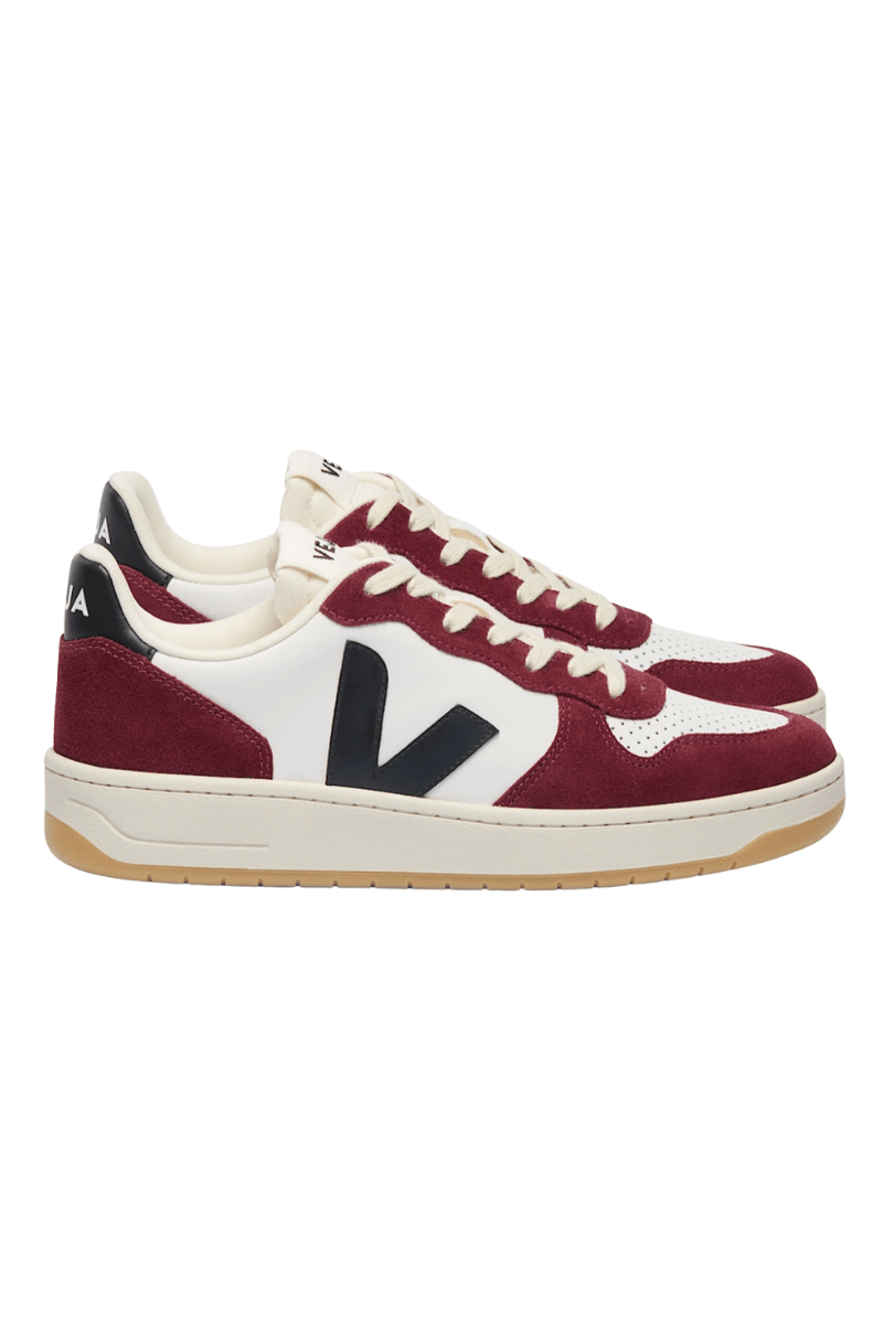 Sneakers - Veja - V - 10 Leather White Black Amarante - Archery Close