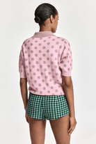 Shirts & Tops - Essentiel Antwerp - Vintage pink and mauve polka-dot jacquard knit polo - Archery Close