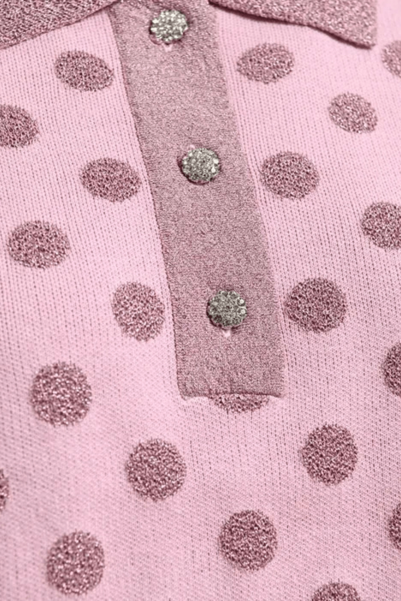 Shirts & Tops - Essentiel Antwerp - Vintage pink and mauve polka-dot jacquard knit polo - Archery Close