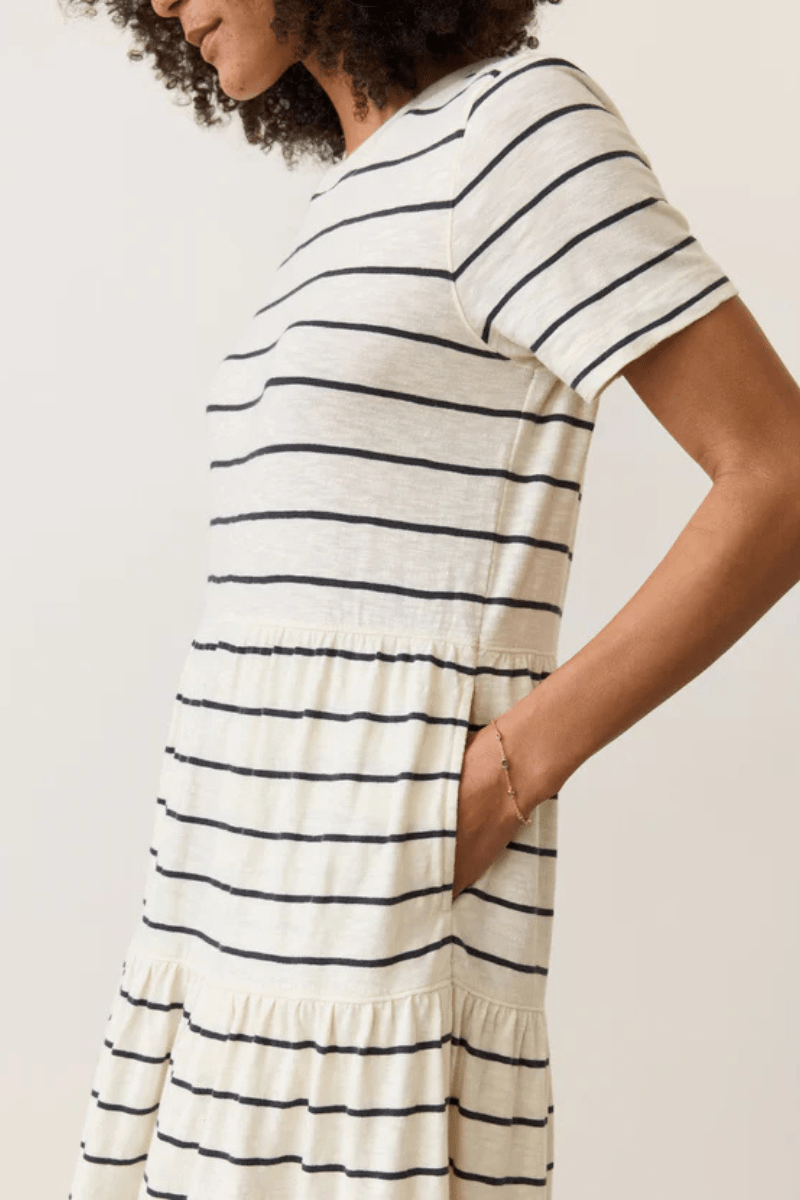 Dresses - Marine Layer - Vintage Slub Midi Dress in Antique White - Archery Close