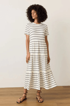 Dresses - Marine Layer - Vintage Slub Midi Dress in Antique White - Archery Close