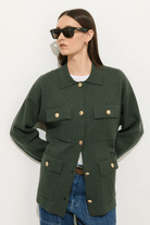 Sweater - Alex Mill - Virgina Sweater Jacket in Heather Forest - Archery Close