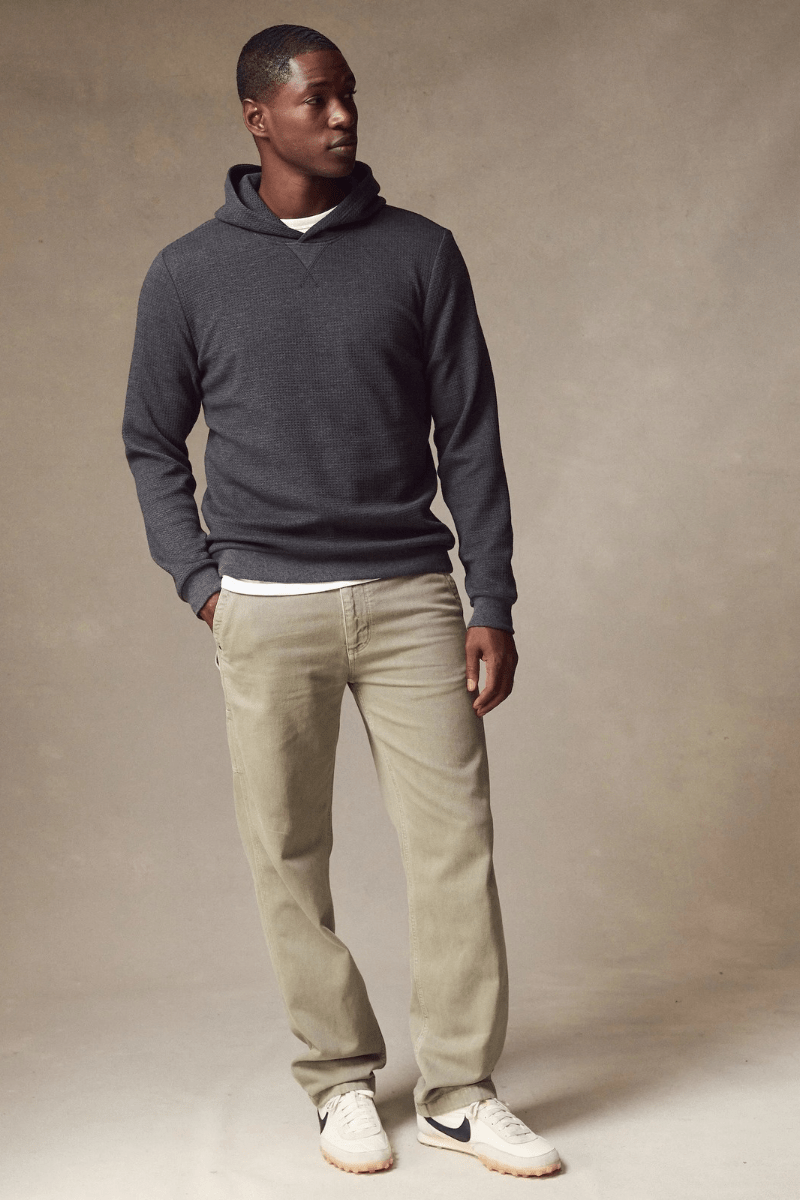 Sweatshirts - Marine Layer - Waffle Hoodie in Charcoal - Archery Close