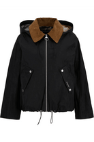 Black jacket with brown collar on a white background