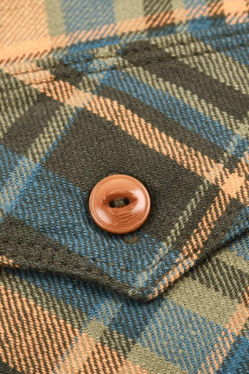 Shirts & Tops - Freenote Cloth - Wells Evergreen Plaid Shirt - Archery Close