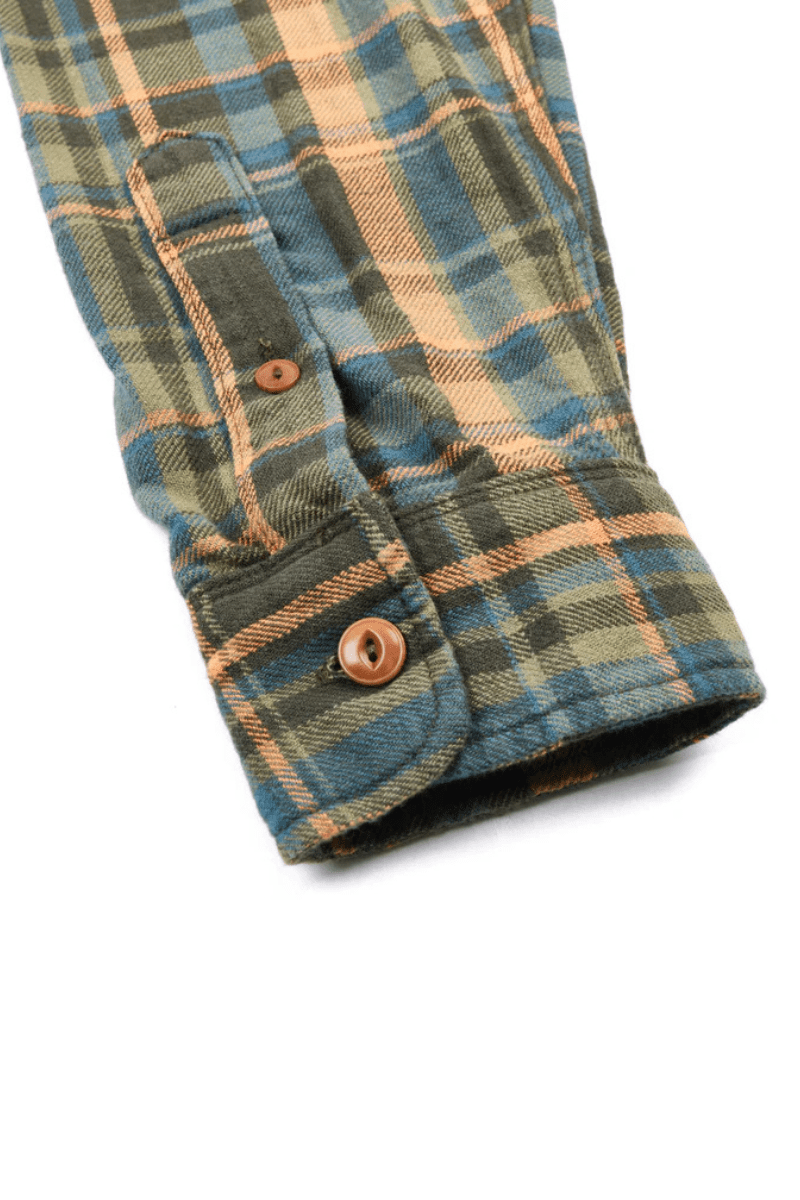 Shirts & Tops - Freenote Cloth - Wells Evergreen Plaid Shirt - Archery Close