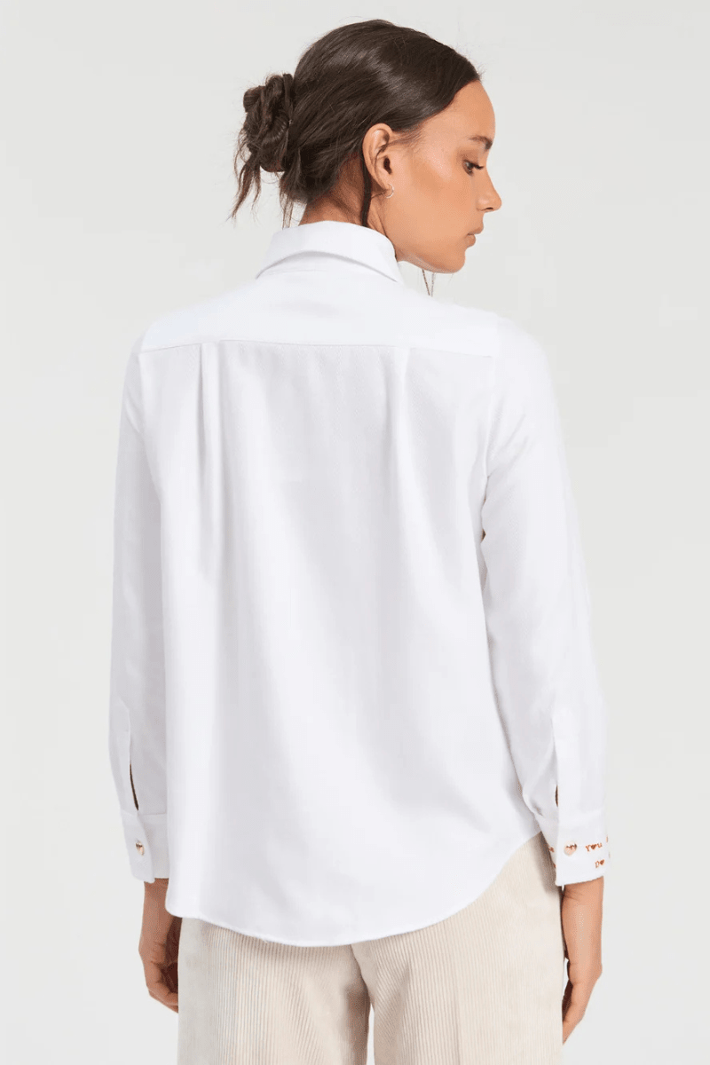 Shirts & Tops - Vilagallo - White Shirt with Heart Embroidery - Archery Close