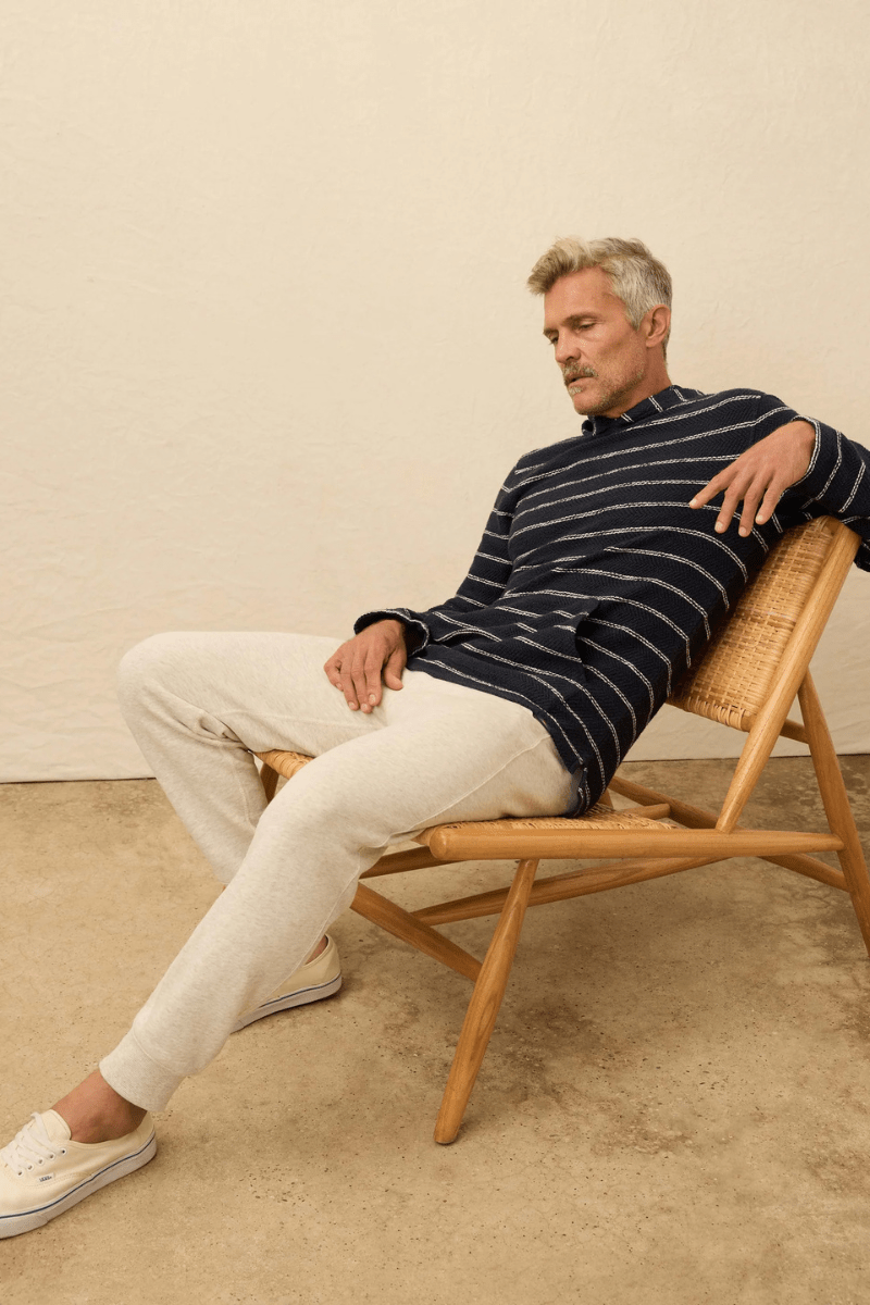 Sweatshirts - Faherty Brand - Whitewater Hoodie in Navy Point Stripe - Archery Close