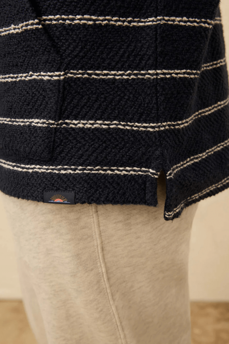 Sweatshirts - Faherty Brand - Whitewater Hoodie in Navy Point Stripe - Archery Close