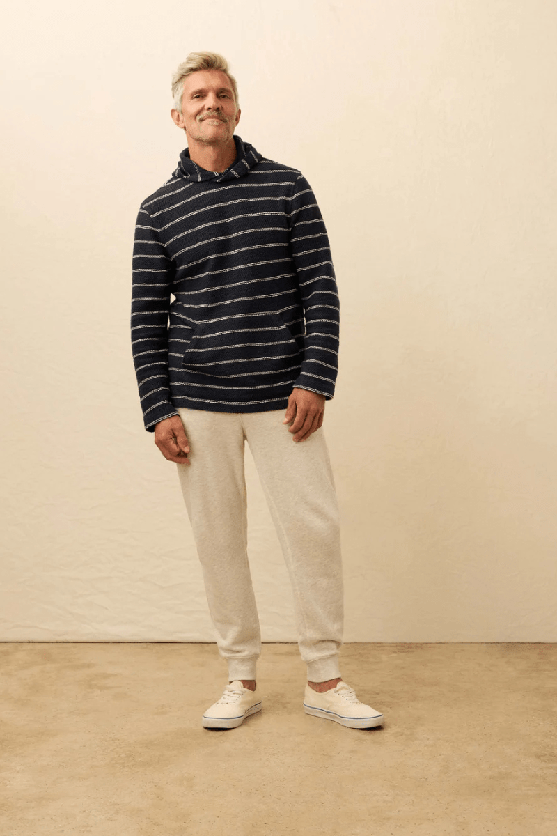 Sweatshirts - Faherty Brand - Whitewater Hoodie in Navy Point Stripe - Archery Close