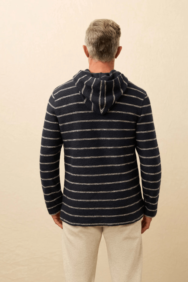 Sweatshirts - Faherty Brand - Whitewater Hoodie in Navy Point Stripe - Archery Close