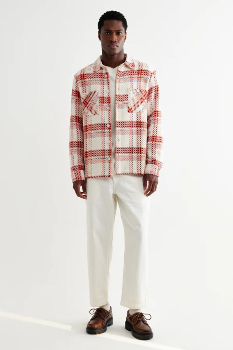 Shirts & Tops - Wax London - Whiting - Plaid Weave - Ecru & Red - Archery Close