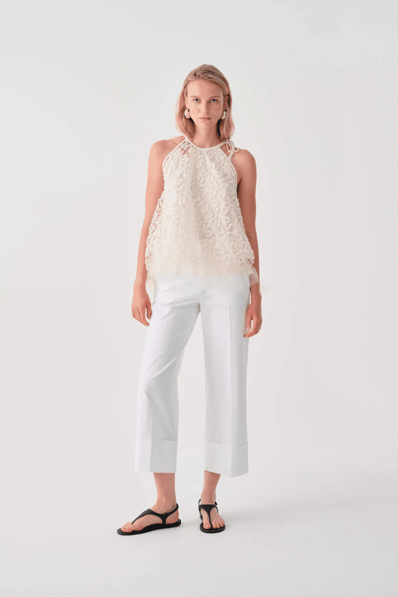 Pants - Beatrice B - Wide Leg Trouser with Turn - ups - Archery Close