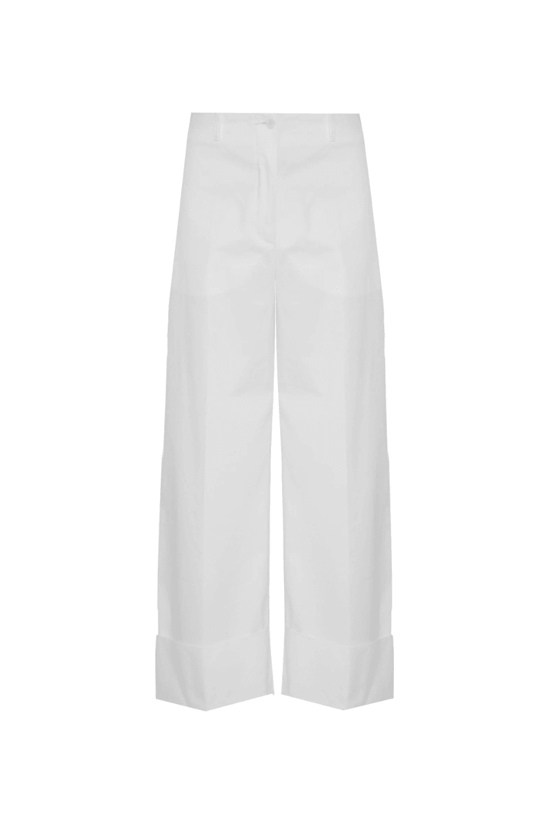 Pants - Beatrice B - Wide Leg Trouser with Turn - ups - Archery Close