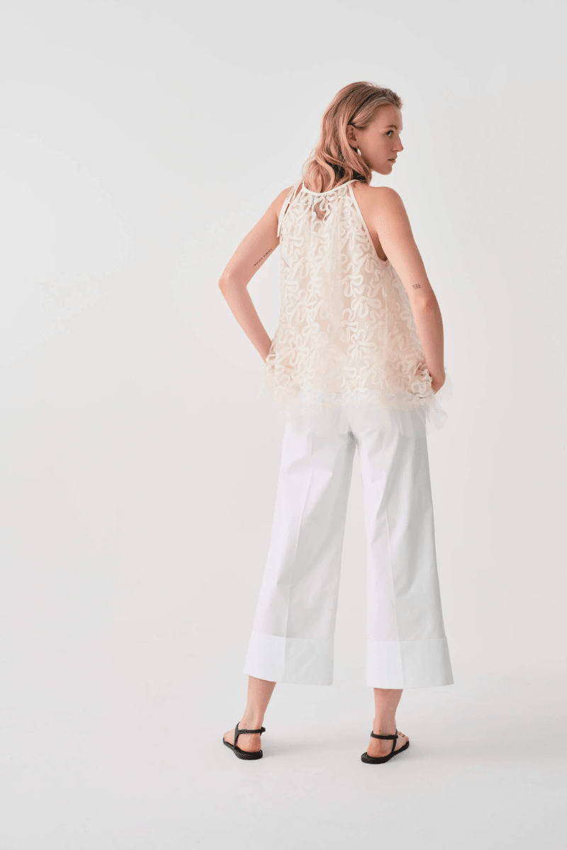 Pants - Beatrice B - Wide Leg Trouser with Turn - ups - Archery Close