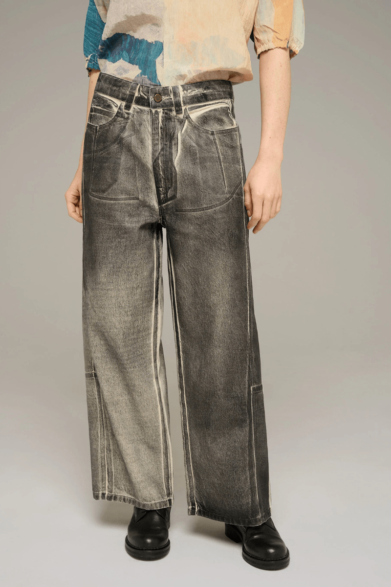 Jeans - Cotelac - Wide Printed Jeans - Archery Close