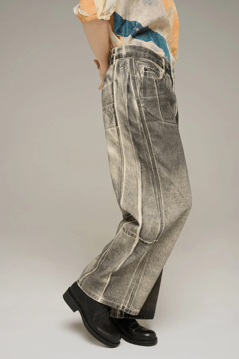 Jeans - Cotelac - Wide Printed Jeans - Archery Close